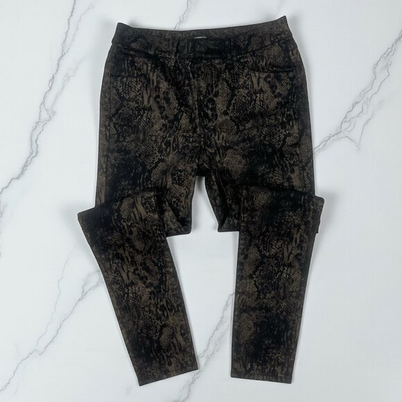 Express Mid Rise Skinny Jeans Size 4 R Black Metallic Gold Embossed Snake 5735 - Picture 1 of 10